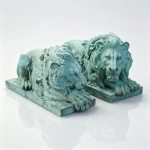 blue Sleeping Lion Sculpture for Garden Decor