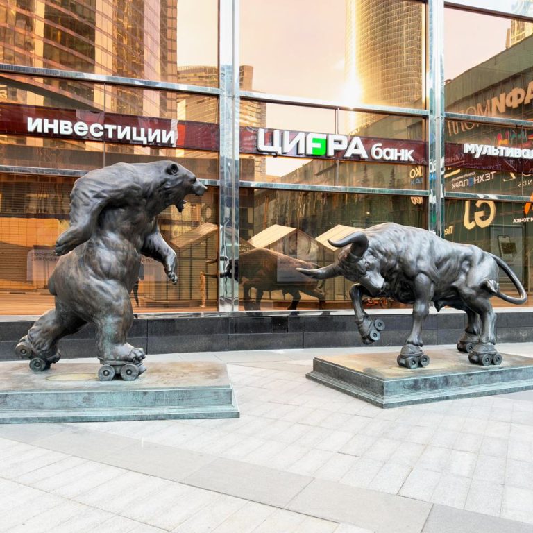 bronze Bull and Bear Statues