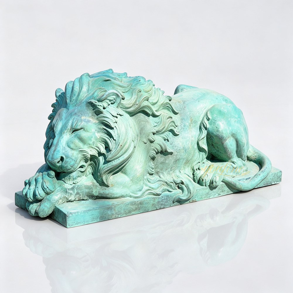bronze blue Sleeping Lion Sculpture