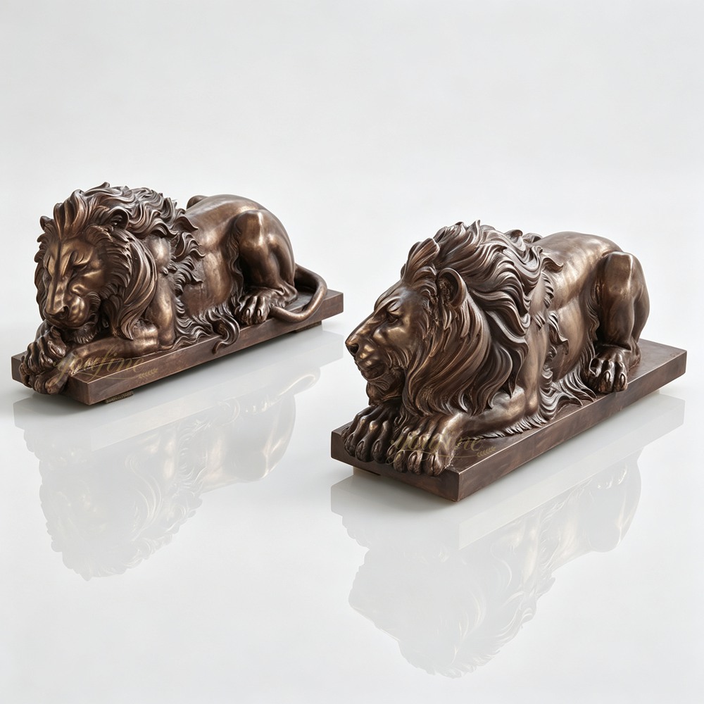 brown Sleeping Lion Sculpture