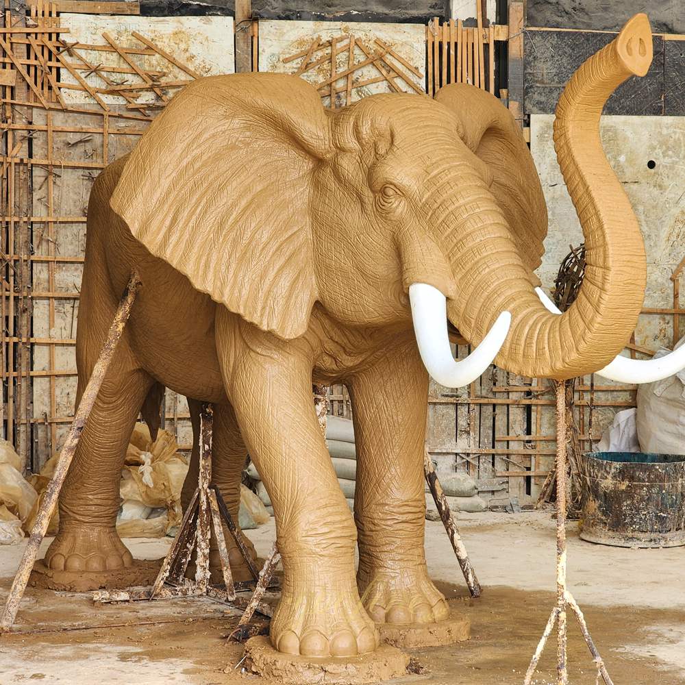 elephant water fountain clay model