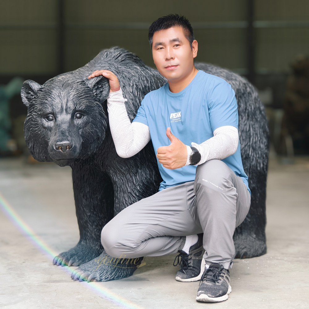 Life Size Walking American Black Bear Statue