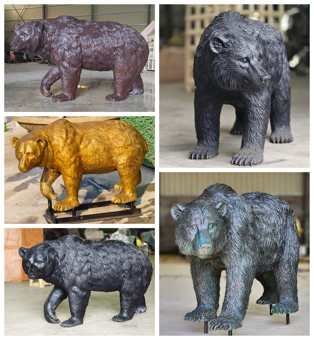 different patina American Black Bear Statue