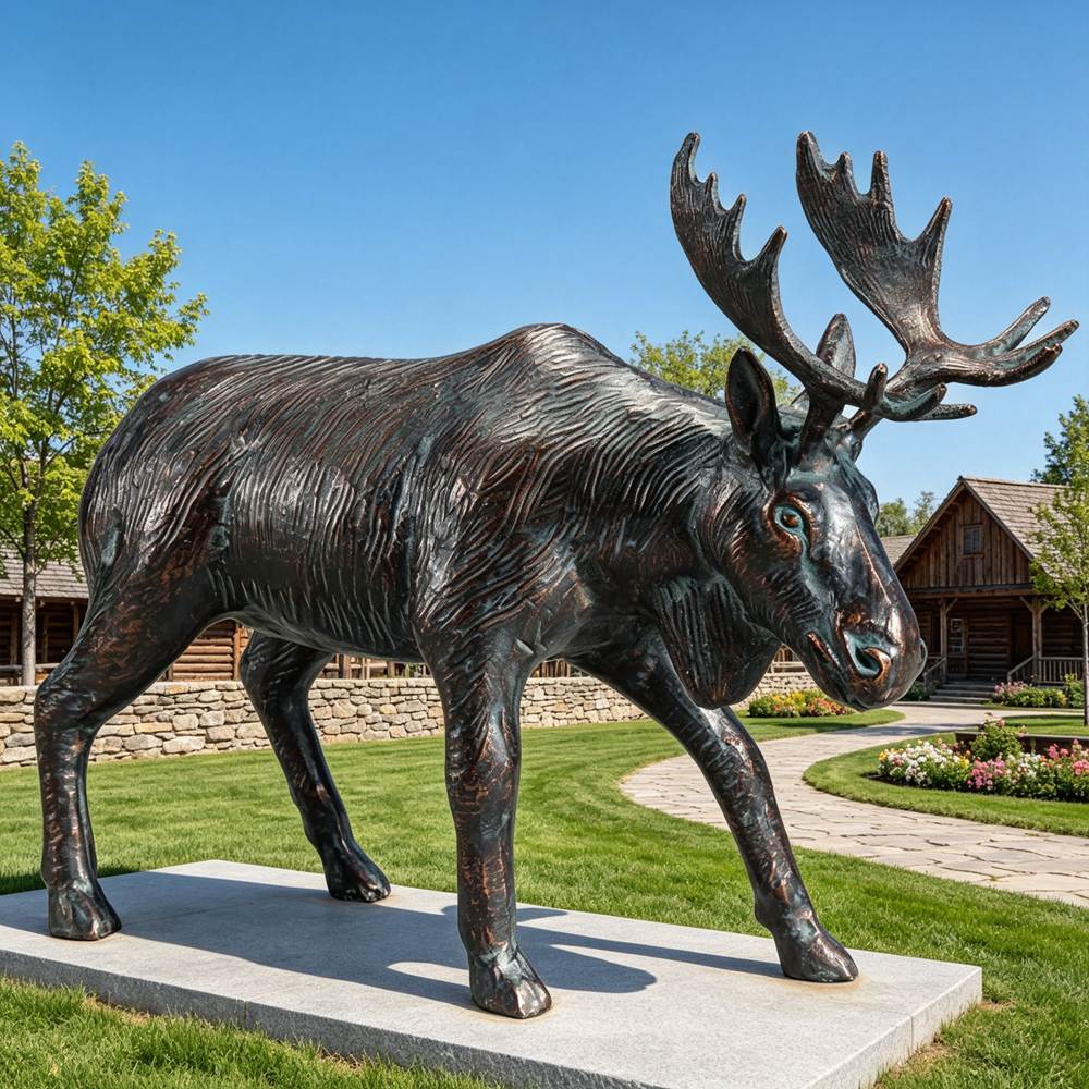 Bronze sculpture in public park setting