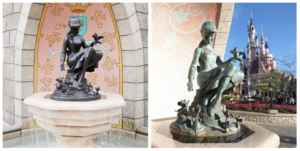 Cinderella Fountain Statue with Mice and Bird