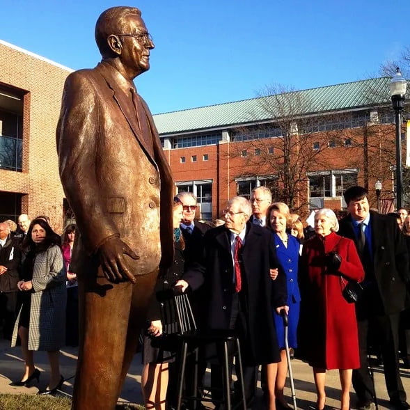 Henry Rowan bronze statue at Rowan University
