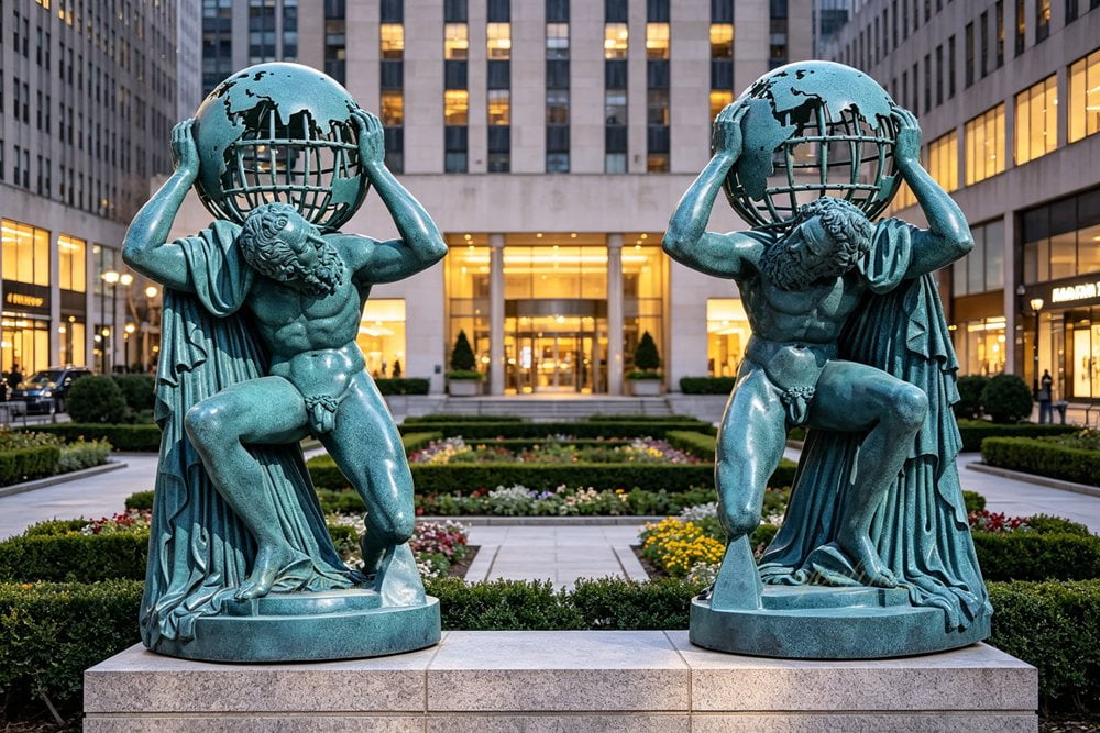Bronze sculpture of Atlas carrying the heavens