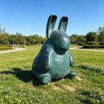 extra large Rabbit Statue in Public Park Lawn