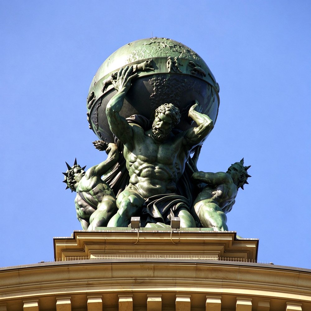 Bronze Atlas God Statue