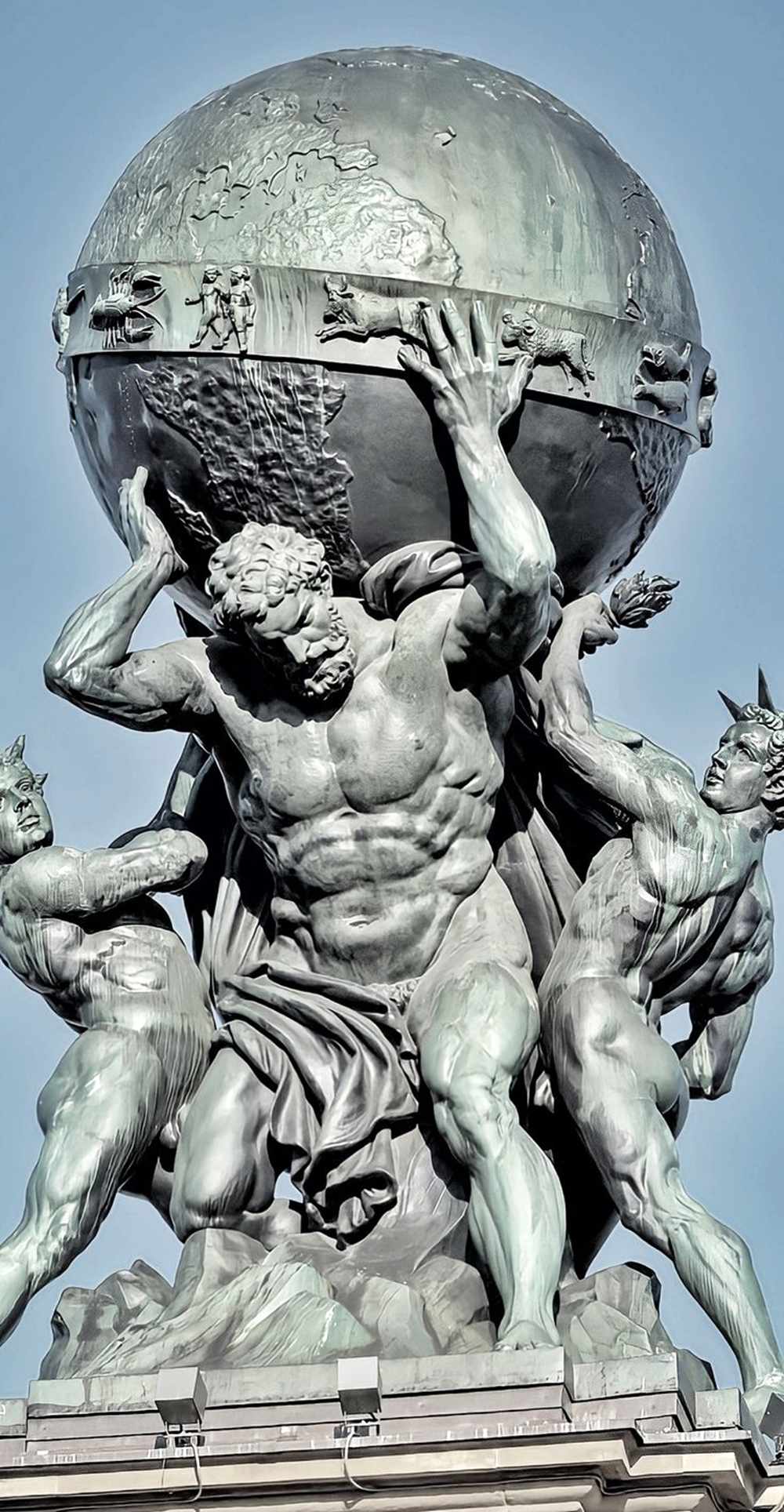 Frankfurt Central Station Atlas Titan Bronze Sculpture