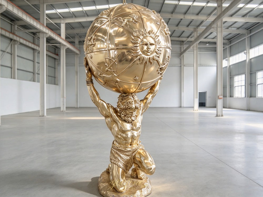 Lost-wax casting process for custom bronze Atlas statue