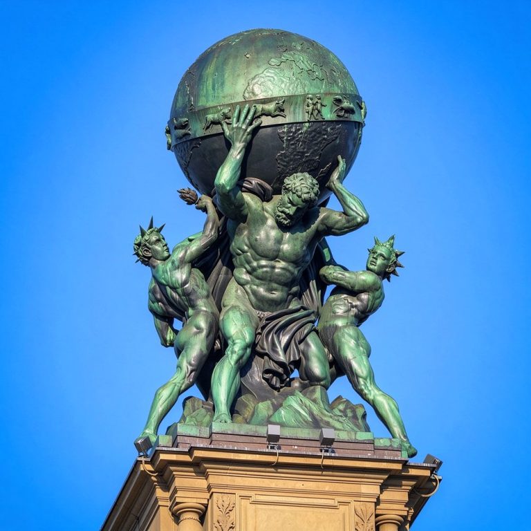 Muscular Atlas Titan Bronze Sculpture