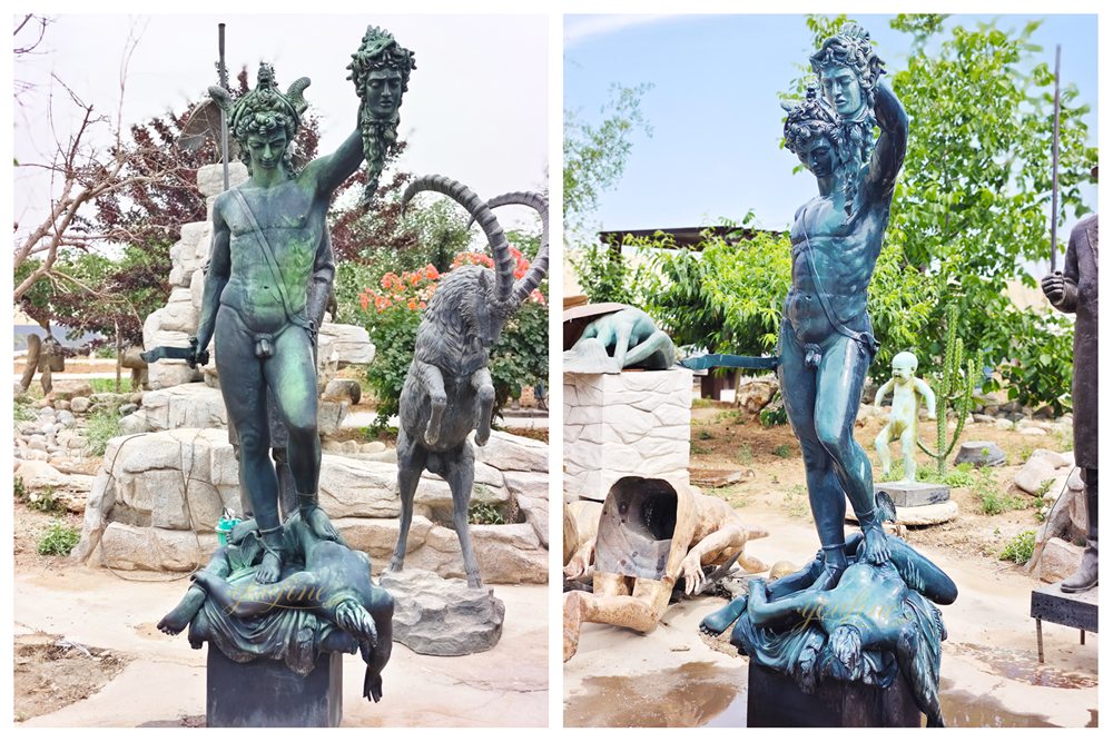 Perseus and Medusa Statue Patina Finishing