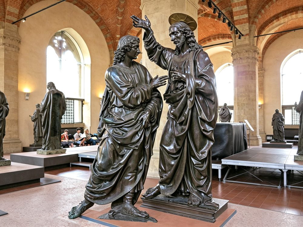 Renaissance sculptor Andrea del Verrocchio's The Incredulity of Saint Thomas religious sculpture