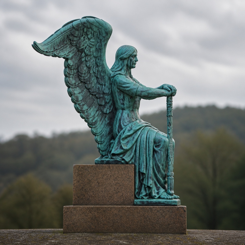 Side view crying angel statue Side view crying angel statue