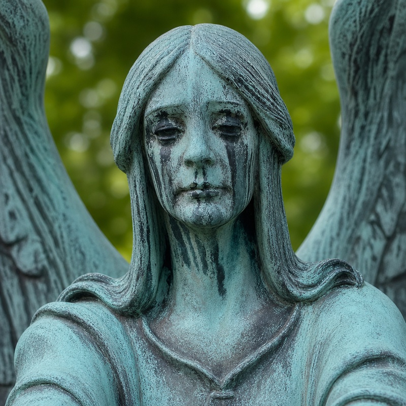 Crying angel face detail