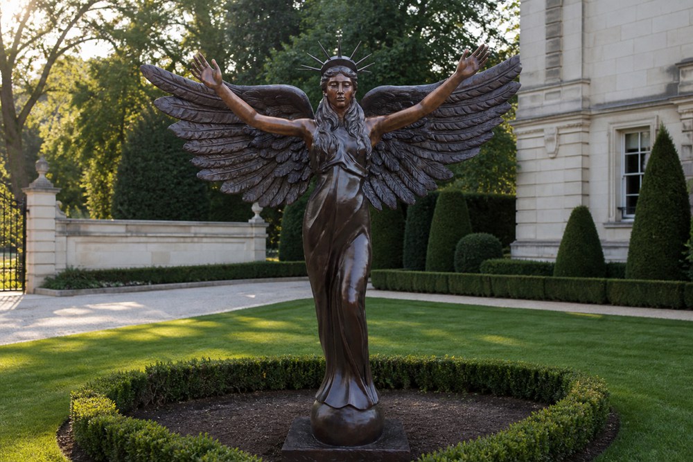 Bronze Freedom Goddess Statue Estate Lawn