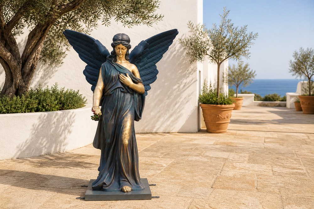 Classic Guardian Angel Bronze Statue