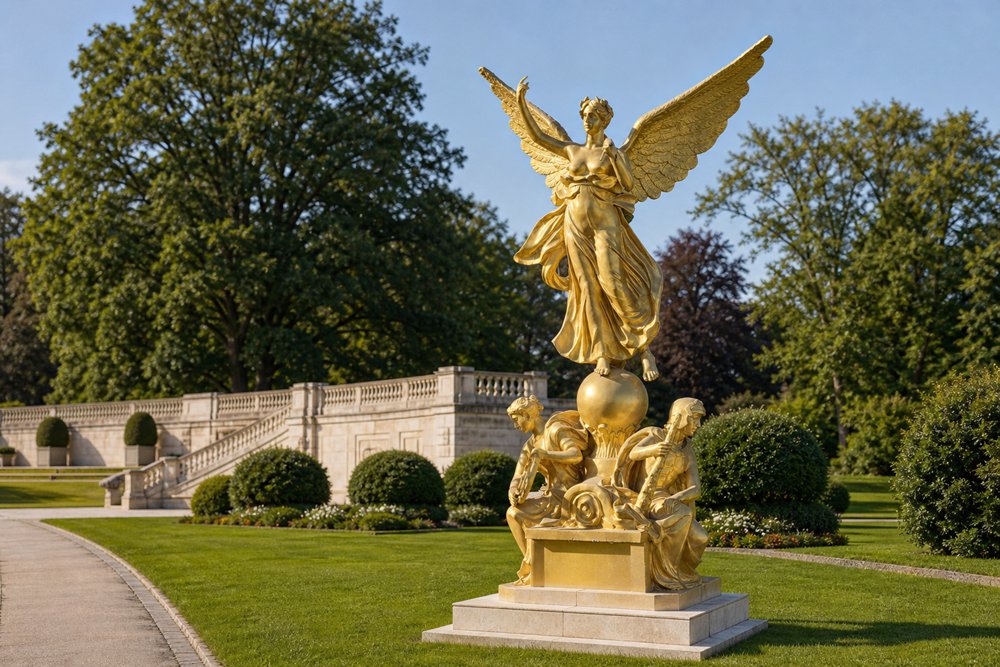 Golden Winged Victory Goddess Monument