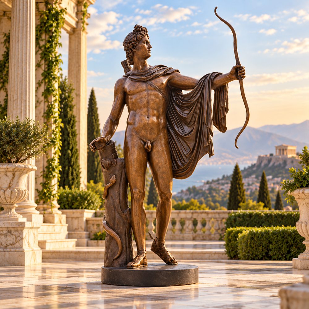 Greek God Apollo Bronze Statue