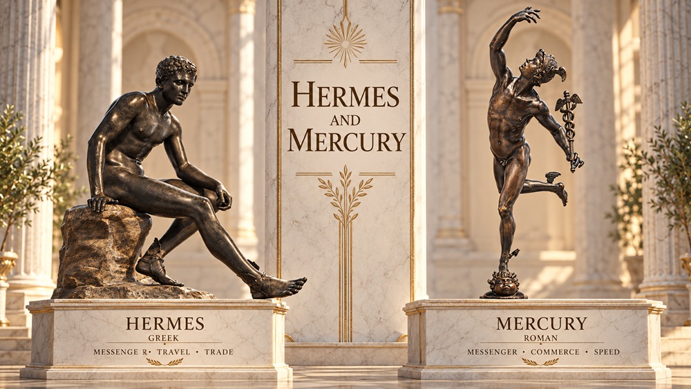 Hermes and Mercury statue