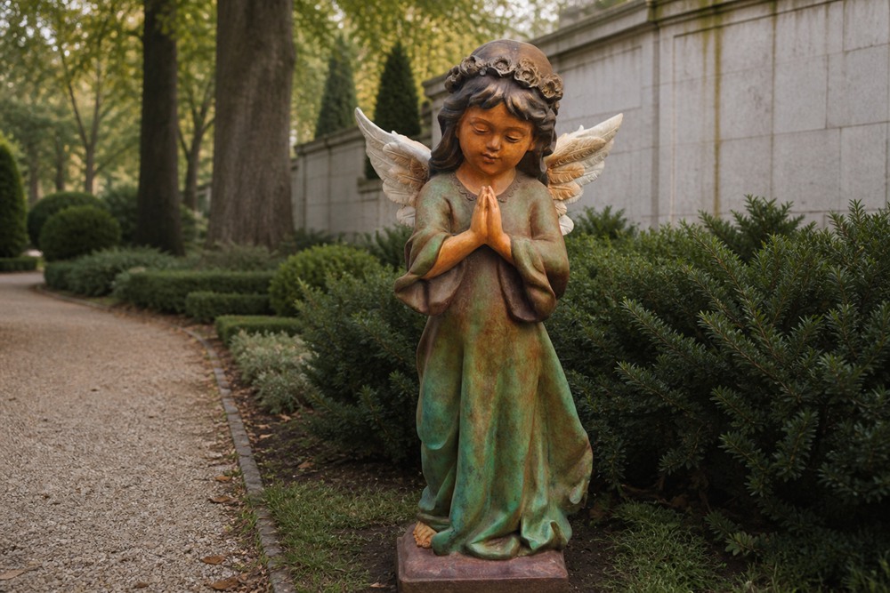 Little Praying Angel Vintage Garden Statue