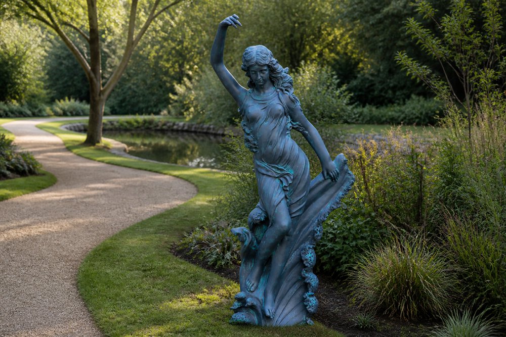 Ocean Wave Nymph Bronze Garden Statue