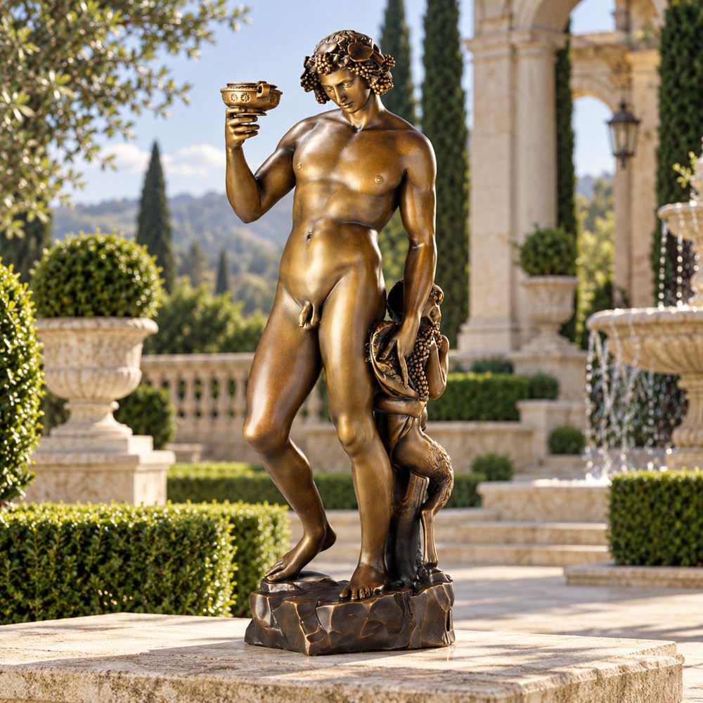 Roman God Bacchus Bronze Statue