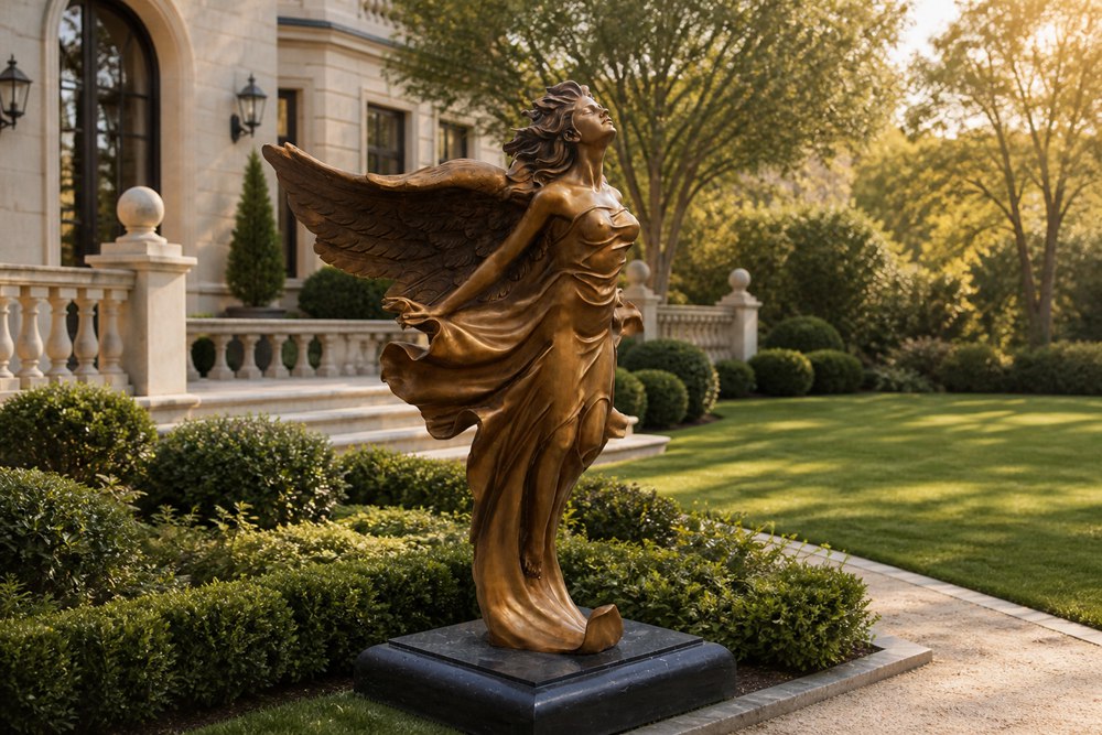 Winged Goddess Bronze Statue