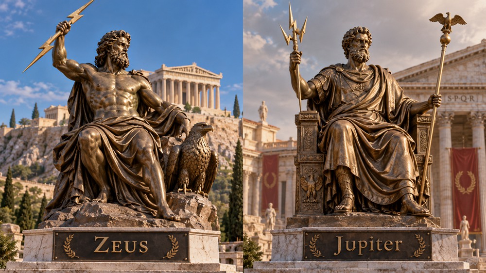 Zeus and Jupiter statue