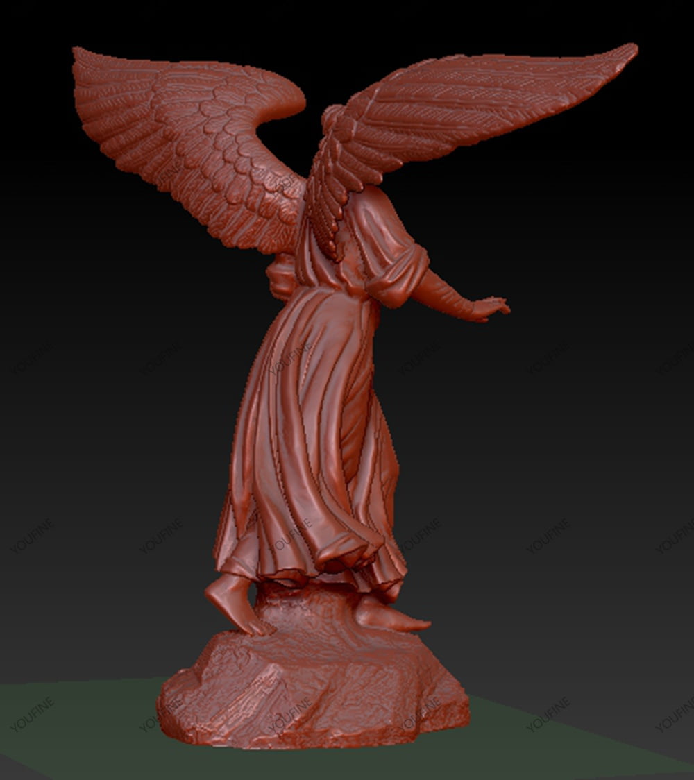 Back view showing wings of an angel digital model