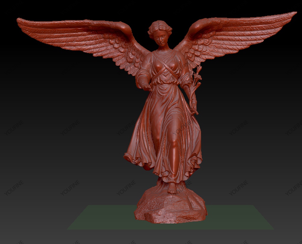 Front view of an angel statue digital sculpture model