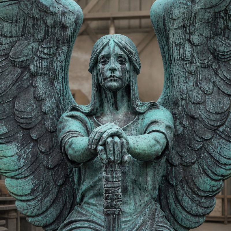 Crying angel upper body closeup in found