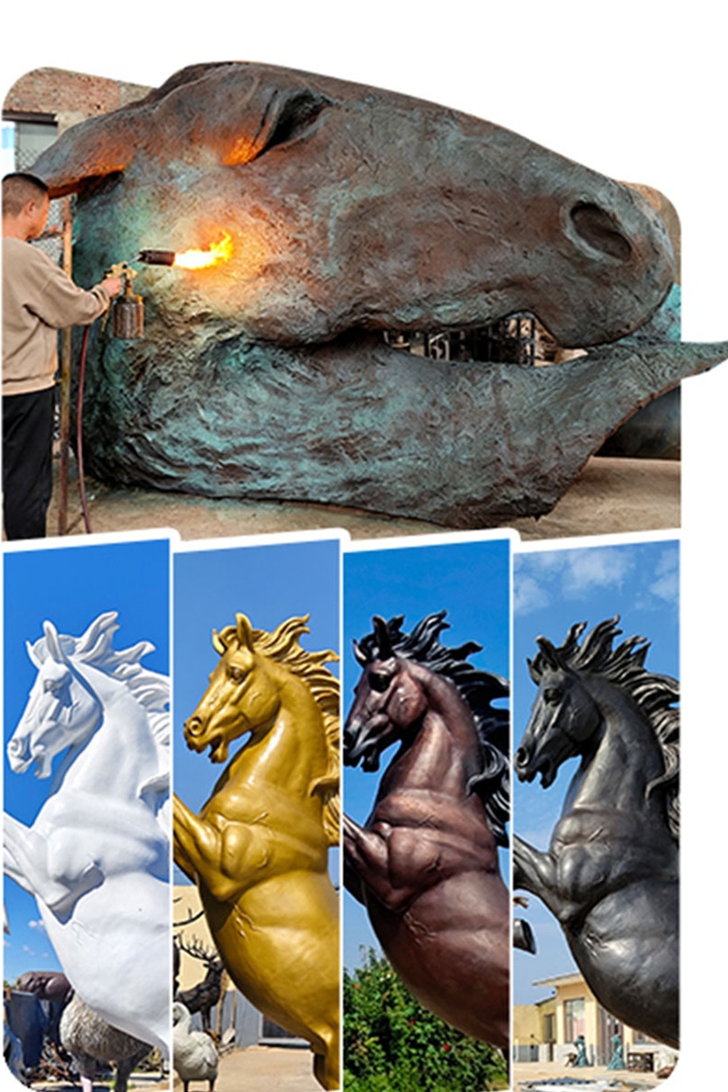 Precision Casting and Patina of life-size horse statue