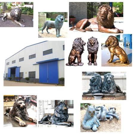 outdoor bronze lion statues